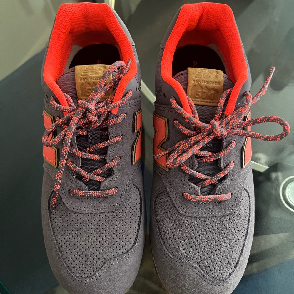 New Balance Gray and Red Athletic Sneakers